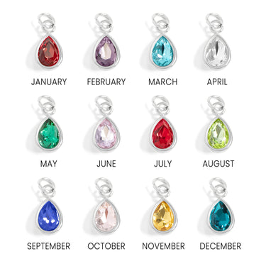 Stainless Steel Teardrop Birthstone Charm