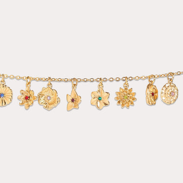18K Gold PVD Stainless Steel Vertical 3D Birth Flower Charm
