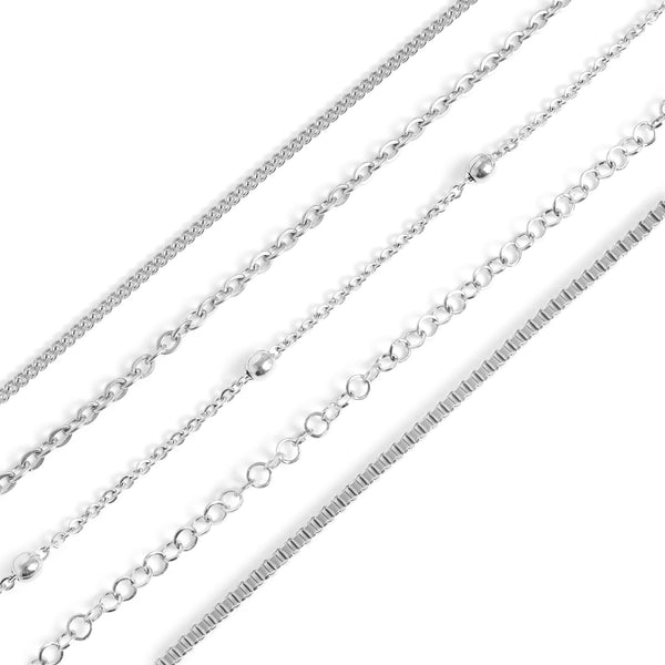 Permanent Jewelry Stainless Steel Chain Starter Kit - 5 Chain Style Pack