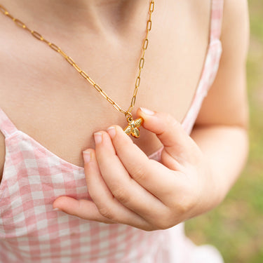 18K Gold PVD Stainless Steel Mommy and Me Bee Necklace Set