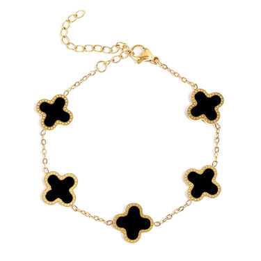 Stainless Steel Lucky Clover Charm Bracelet