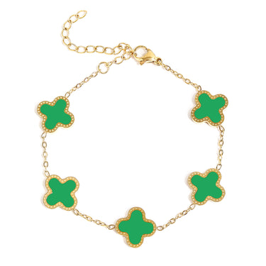 Stainless Steel Lucky Clover Charm Bracelet