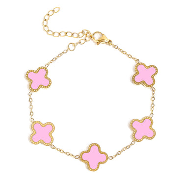 Stainless Steel Lucky Clover Charm Bracelet