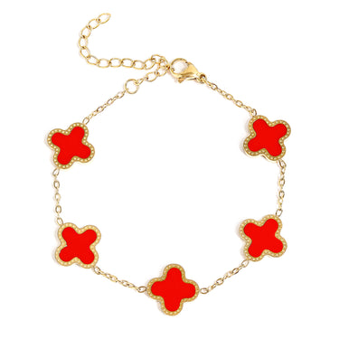 Stainless Steel Lucky Clover Charm Bracelet