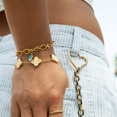 Sunburst Lucky Clover Charm Bracelet