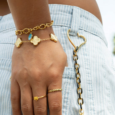 18K Gold PVD Stainless Steel Enamel Cable Chain