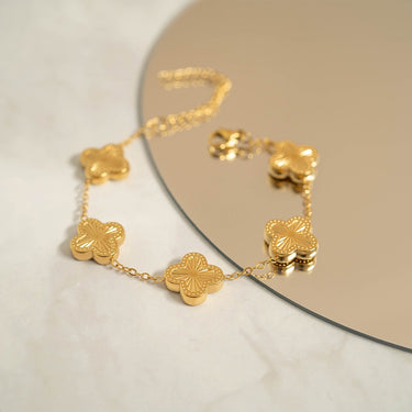 Stainless Steel Lucky Clover Charm Bracelet