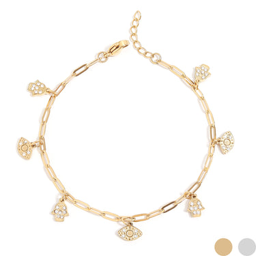 Hamsa hand and evil eye charm bracelet