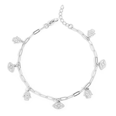 Hamsa hand and evil eye charm bracelet