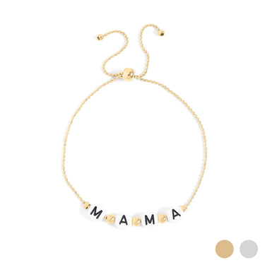 18K gold PVD Stainless Steel Beaded Mama Adjustable Bracelet