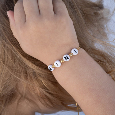 18K gold PVD Stainless Steel Beaded "Mini" Adjustable Bracelet