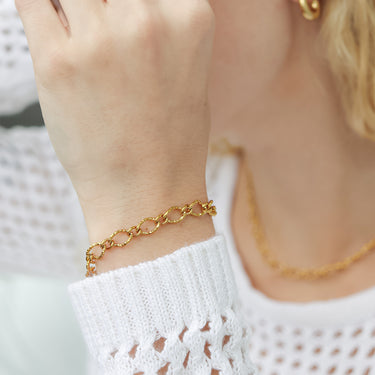 Stainless Steel Hammered Oval Bracelet