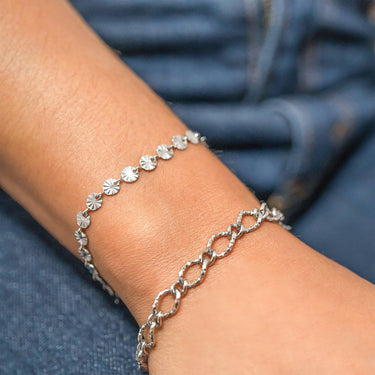 Stainless Steel Hammered Oval Bracelet