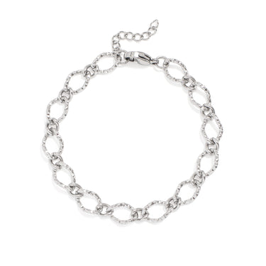 Stainless Steel Hammered Oval Bracelet