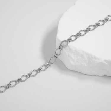 Stainless Steel Hammered Oval Bracelet