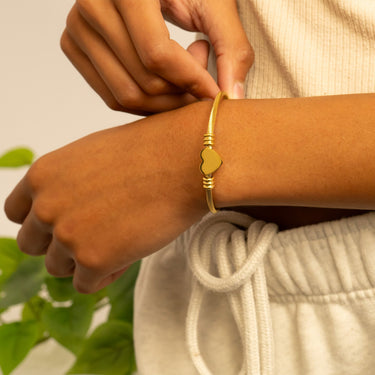 Gold Engravable Heart Cuff Bracelet