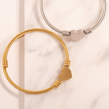 Gold & Silver Engravable Heart Cuff Bracelet