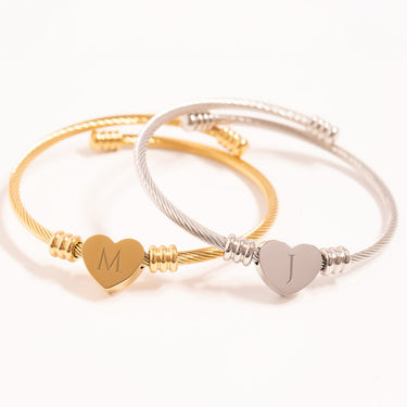 Gold & Silver Engravable Heart Cuff Bracelet