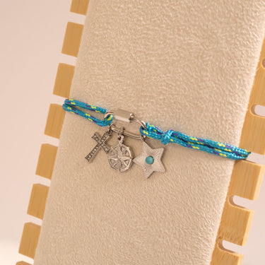 Silver / Teal Rope Carabiner Bracelet / BRJ1098 / PDL0306 / PDL0300 / PDL0311