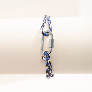 Silver / Navy Rope Carabiner Bracelet / BRJ1099
