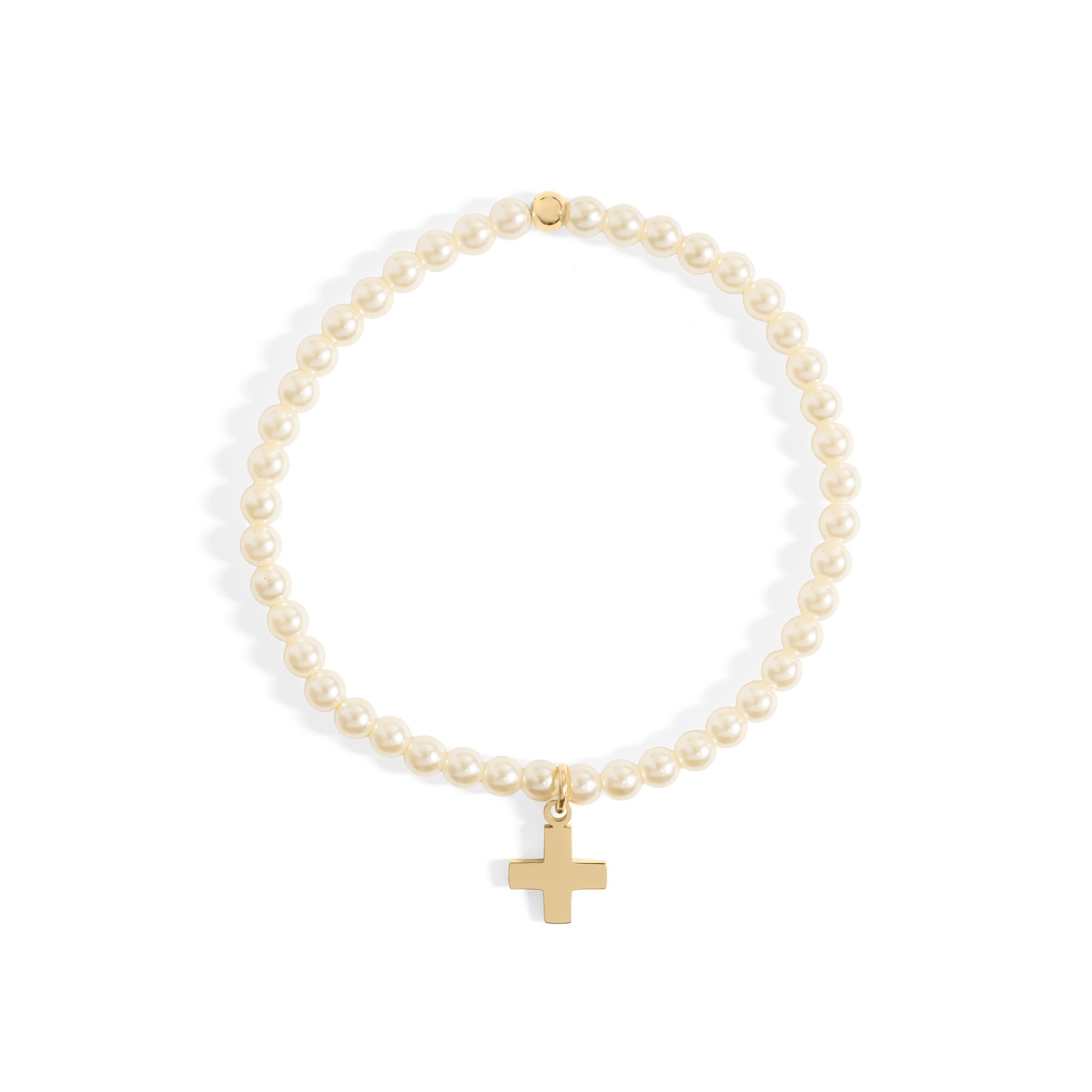 Pearl Beaded Bracelet with Cross