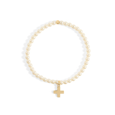 Pearl Beaded Bracelet with Cross