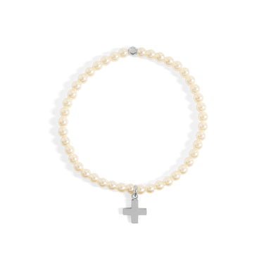 Pearl Beaded Bracelet with Cross