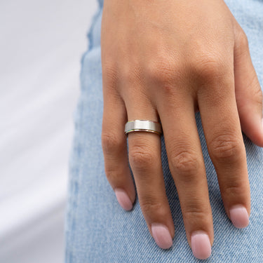 Stainless Steel Rainbow Edge Brushed Center Ring