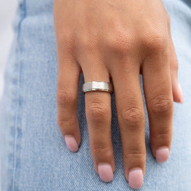 Stainless Steel Rainbow Edge Brushed Center Ring