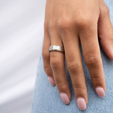 Stainless Steel Rainbow Edge Brushed Center Ring