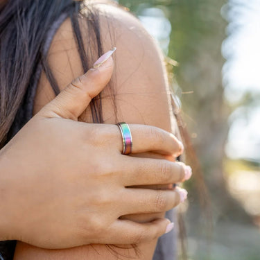 Stainless Steel Rainbow Center Polished Edge Ring