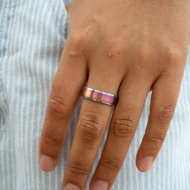 Stainless Steel Rainbow Center Polished Edge Ring