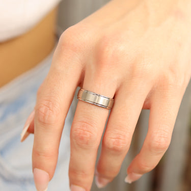 Stainless Steel Blank Ring Brushed Center Grooved Edge Lifestyle
