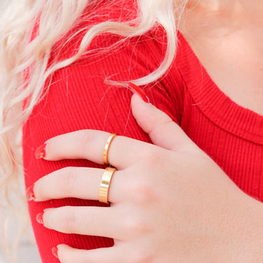 Flat Gold Stainless Steel Blank Ring Lifestyle