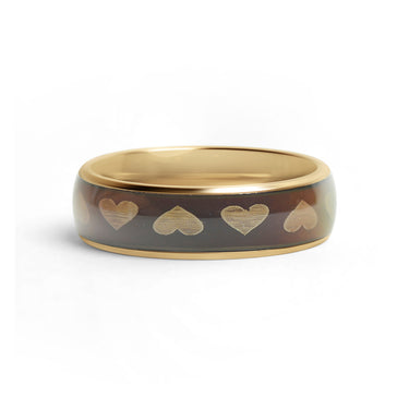 18k Gold PVD Coated Mood Band With Hearts Stainless Steel Ring
