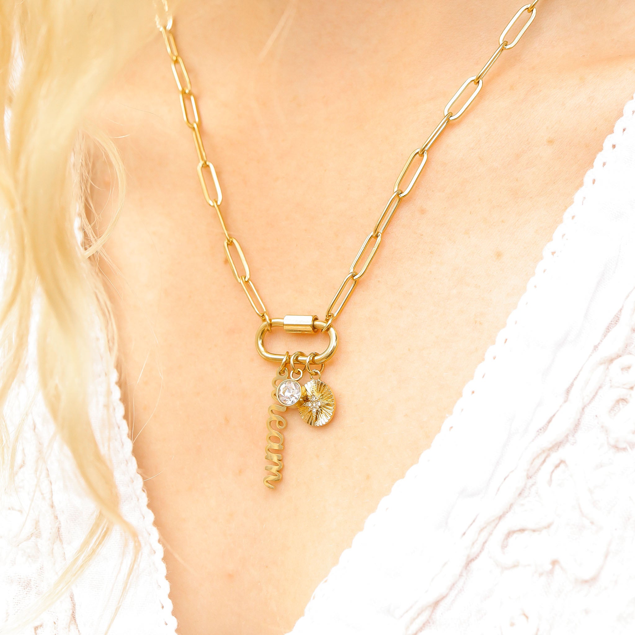 Carabiner Dream Charm Paperclip Necklace Lifestyle
