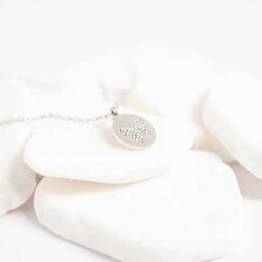 Stainless Steel Stone Butterfly Pendant Necklace