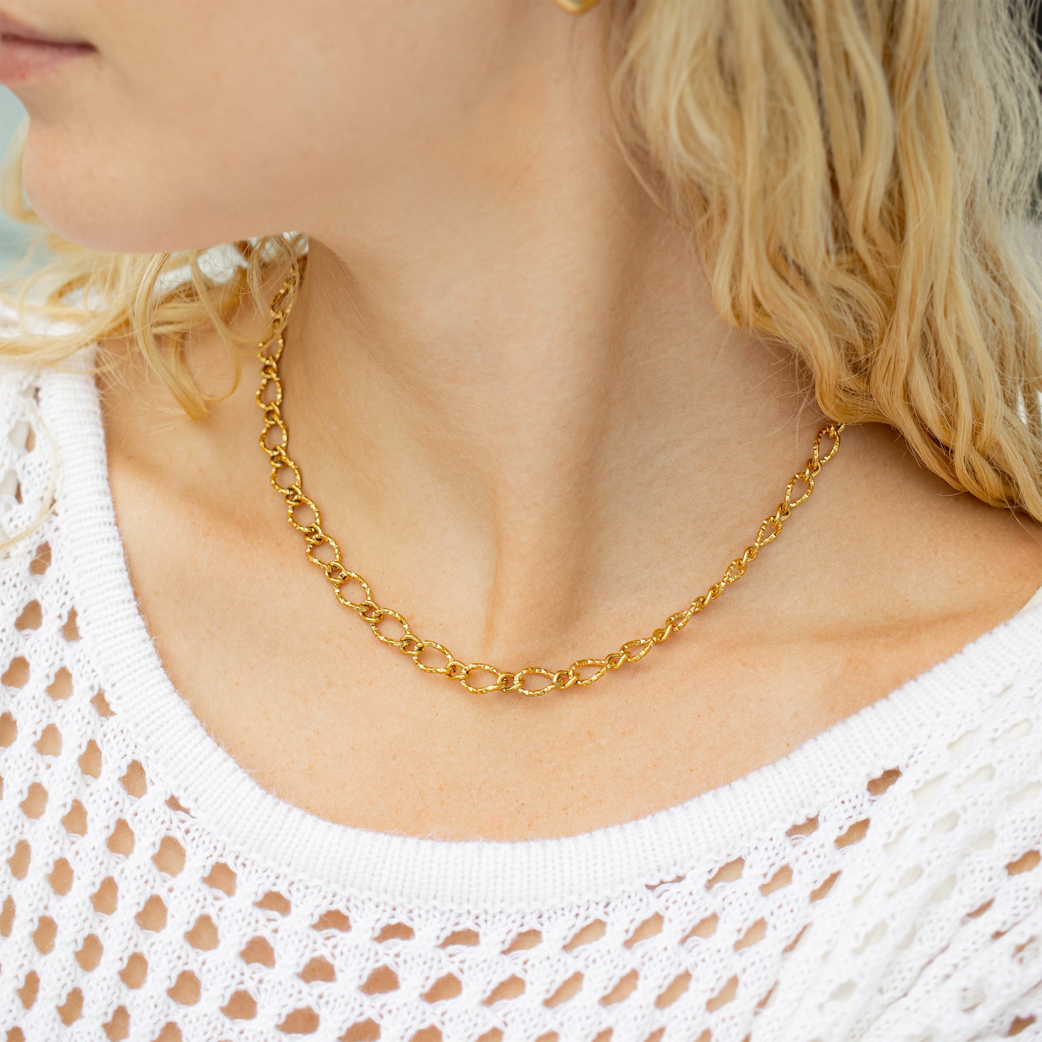 Hammered Oval Necklace