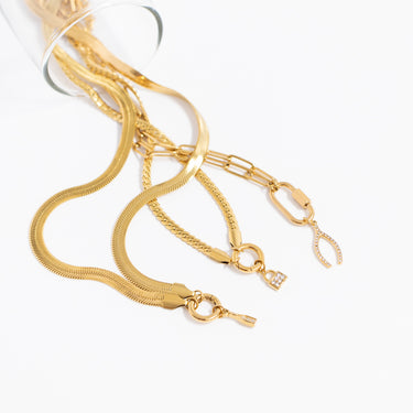 18k gold PVD Stainless Steel Padlock with Stone Charm