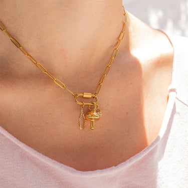 18K Gold PVD Stainless Steel Carabiner Necklace