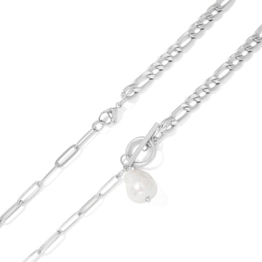 Silver Freshwater Pearl Carabiner Necklace