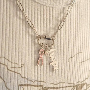 Cancer Awareness Carabiner Necklace