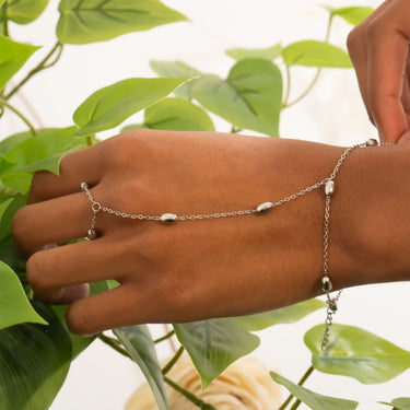 Silver Statement Bead Hand Chain