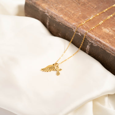 18K Gold PVD Stainless Steel Pointed Cross Charm Lifestyle