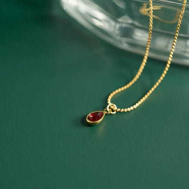 18K Gold PVD Teardrop Birthstone Charm