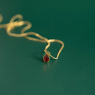 18K Gold PVD Teardrop Birthstone Charm