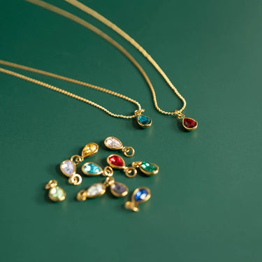 18K Gold PVD Teardrop Birthstone Charm