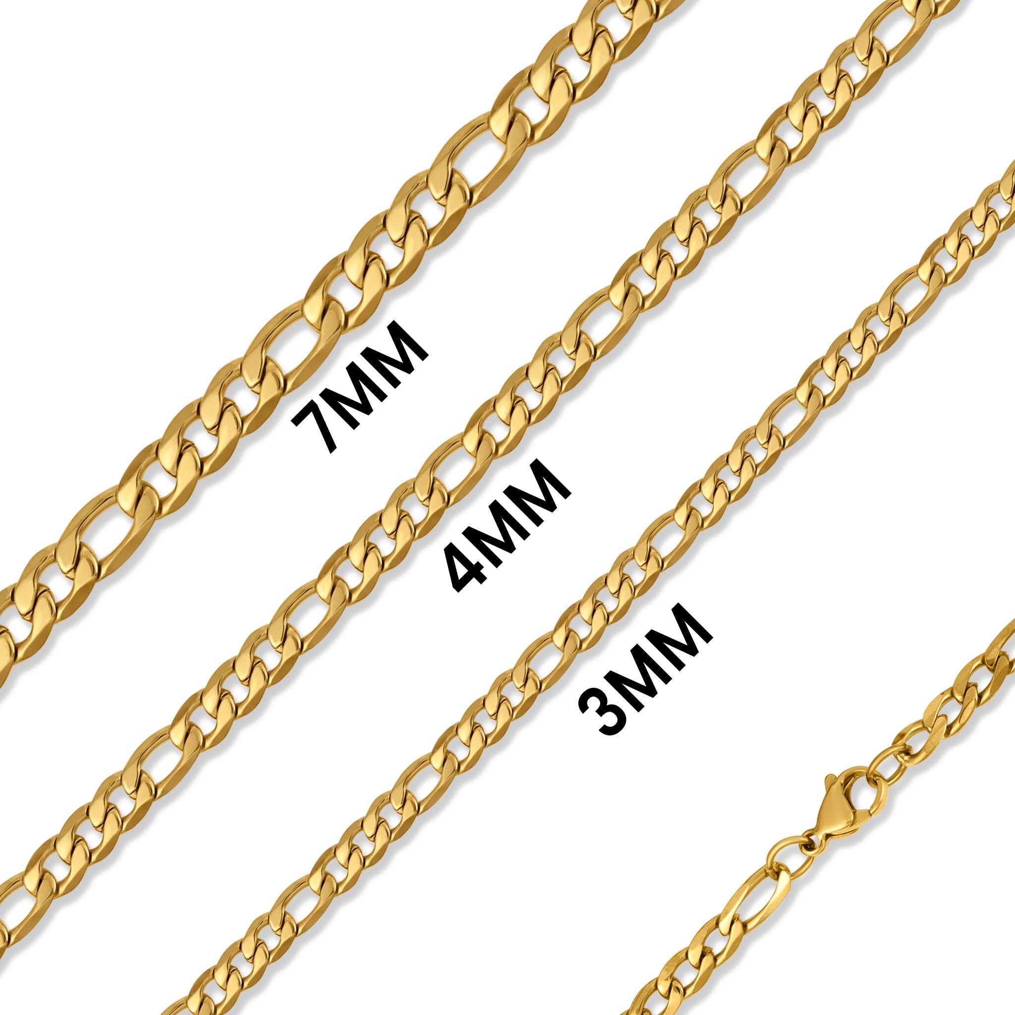 Stainless Steel 18K Gold PVD Coated Figaro Chain Necklace / CHN9600