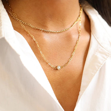 18K Gold PVD Paperclip Connector Chain Necklace