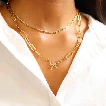 18K Gold PVD Paperclip Connector Chain Necklace